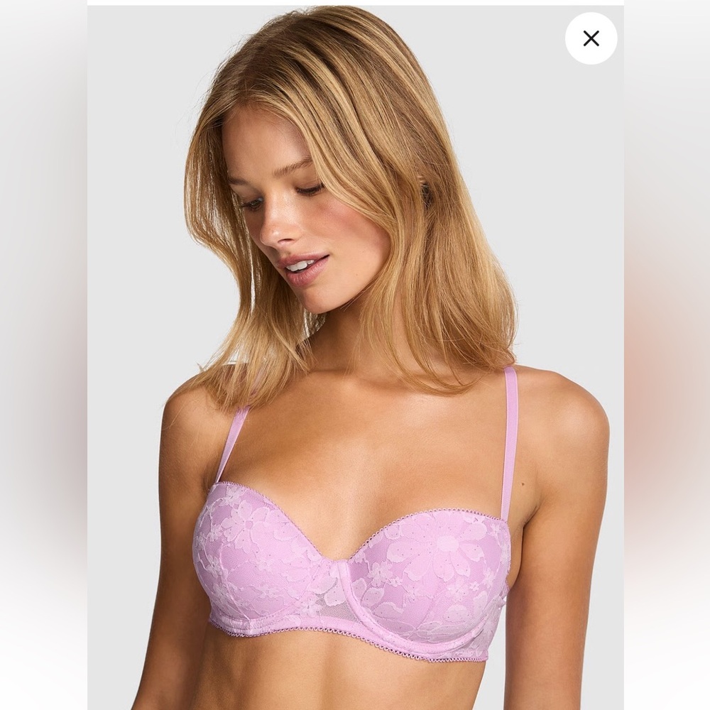 Victorias Secret Floral Lace Underwire Bra - Pink
